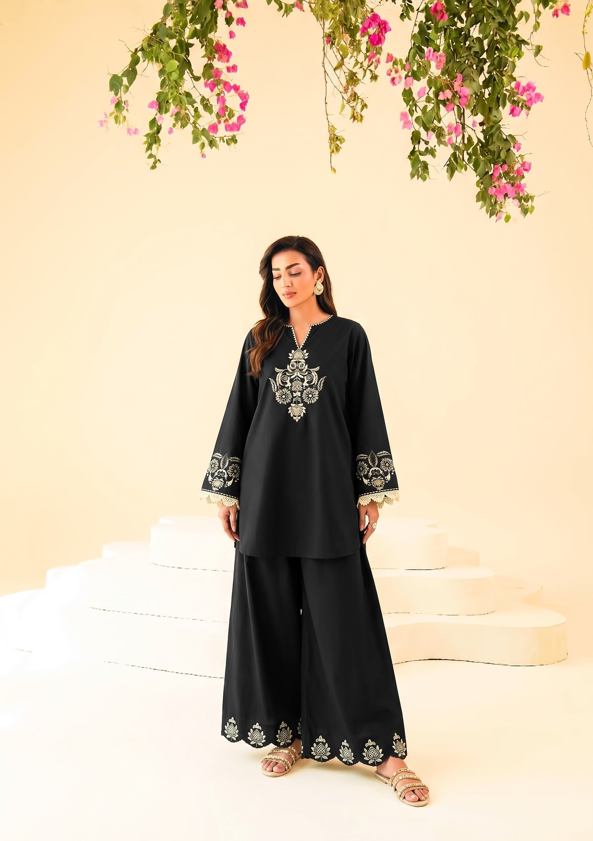 Faiza Faisal | FNF Cords Edit |BLACK ECLIPSE - Casual Dress - available at Maria Faisal in UK and USA.