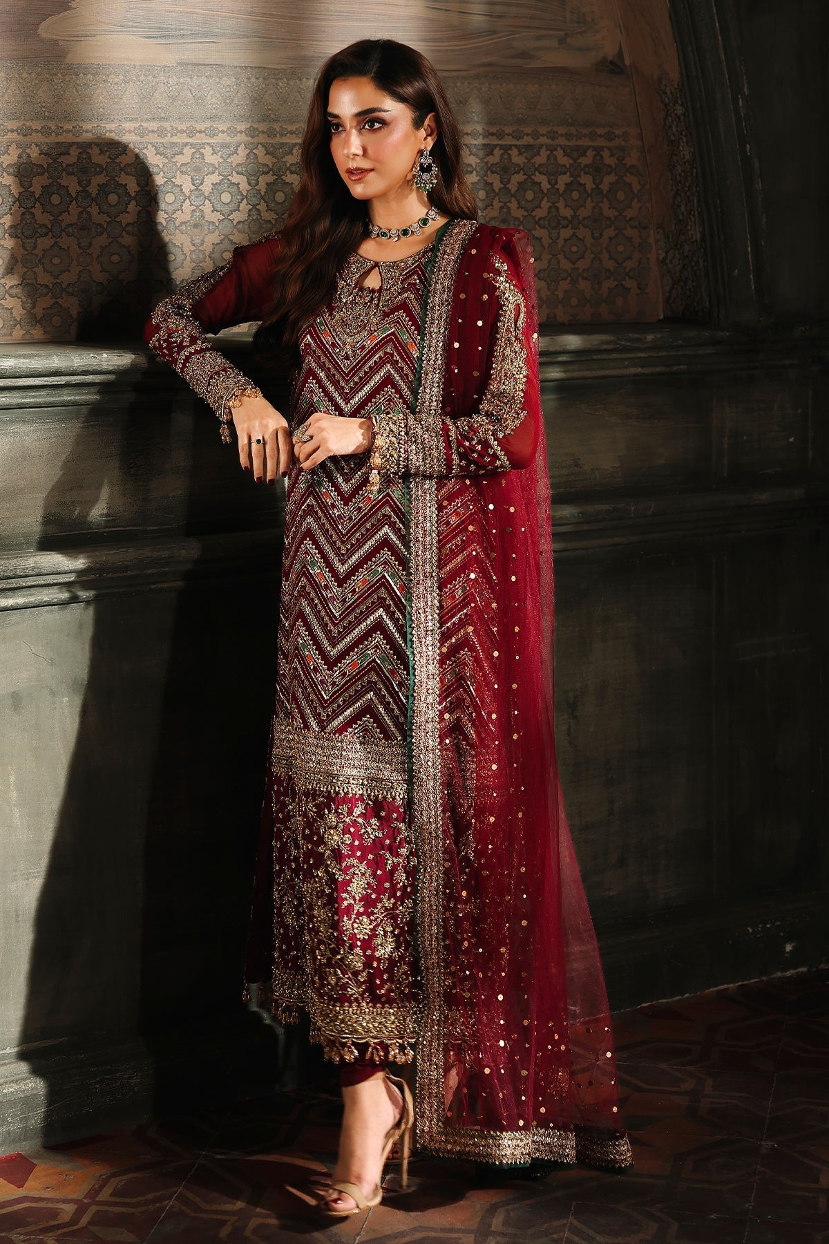 Charizma | Dastan e Jashan | DJW5 - 03 C - is Maroon dress from Charizma - Ladies Clothes - Maria Faisal