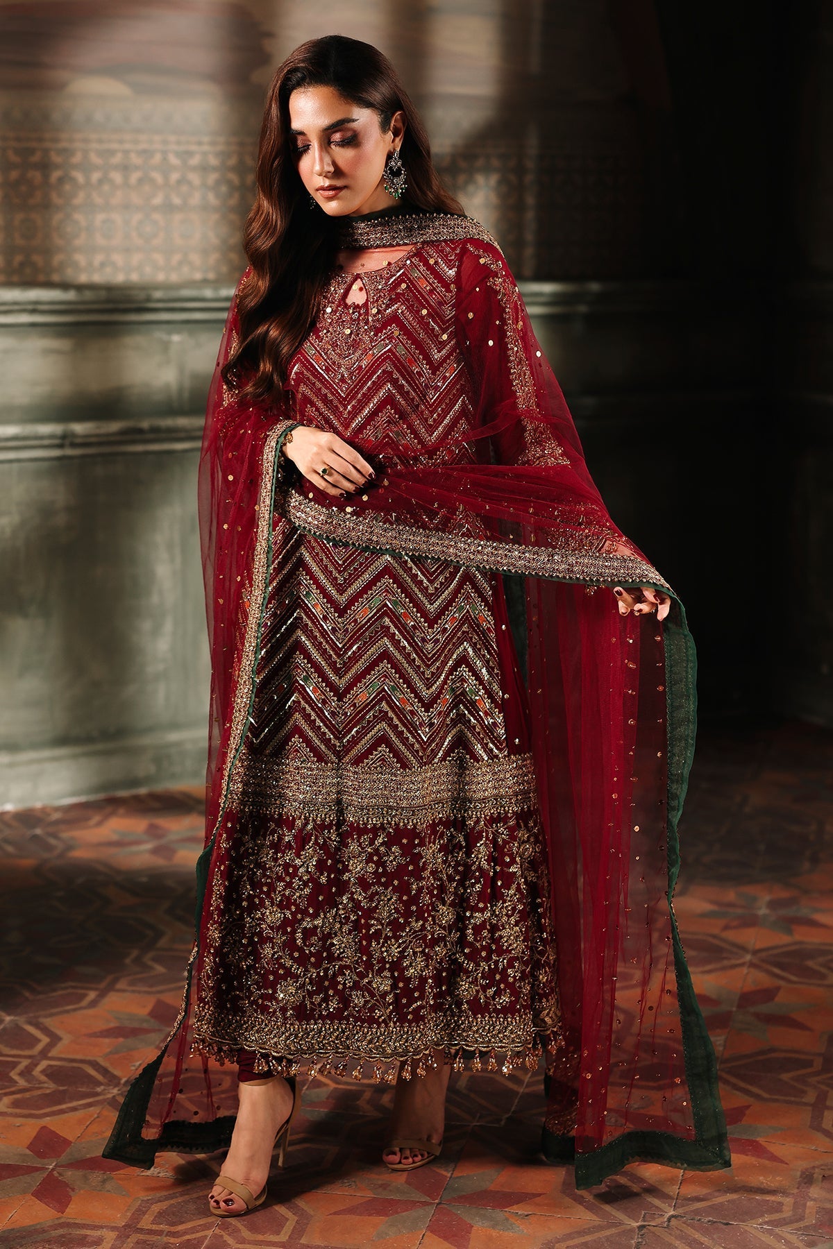 Charizma | Dastan e Jashan | DJW5 - 03 C - is Maroon dress from Charizma - Ladies Clothes - Maria Faisal