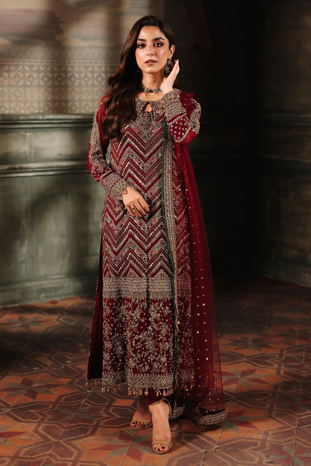 Charizma | Dastan e Jashan | DJW5 - 03 C - is Maroon dress from Charizma - Ladies Clothes - Maria Faisal