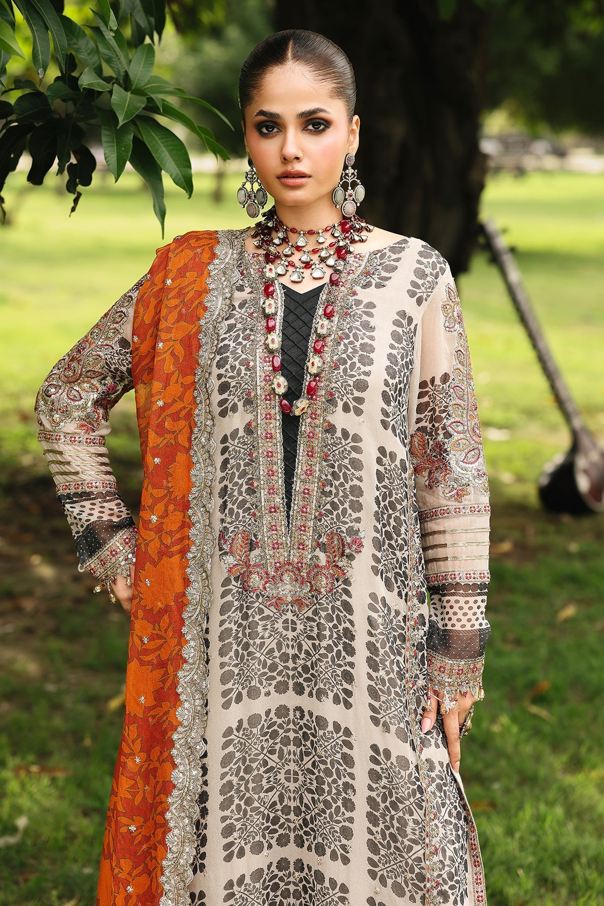Charizma | Vasal Chiffon 25 | SL25 - 30 E - is Ivory dress from Charizma - Ladies Clothes - Maria Faisal