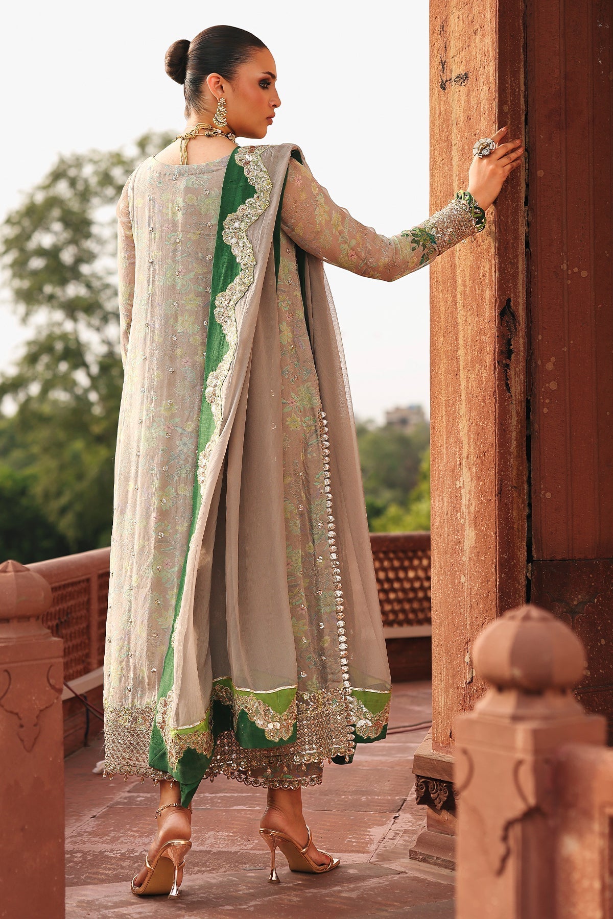 Charizma | Vasal Chiffon 25 | VSL25 - 23 D - is Beige dress from Charizma - Ladies Clothes - Maria Faisal