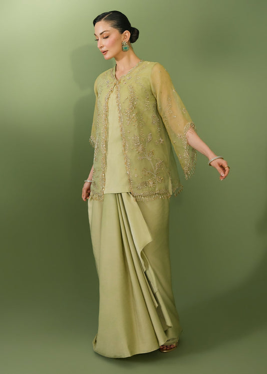 Jeem | Celestial Luxe Formals |CORAL LEAF - Formal Dress - available at Maria Faisal in UK and USA.