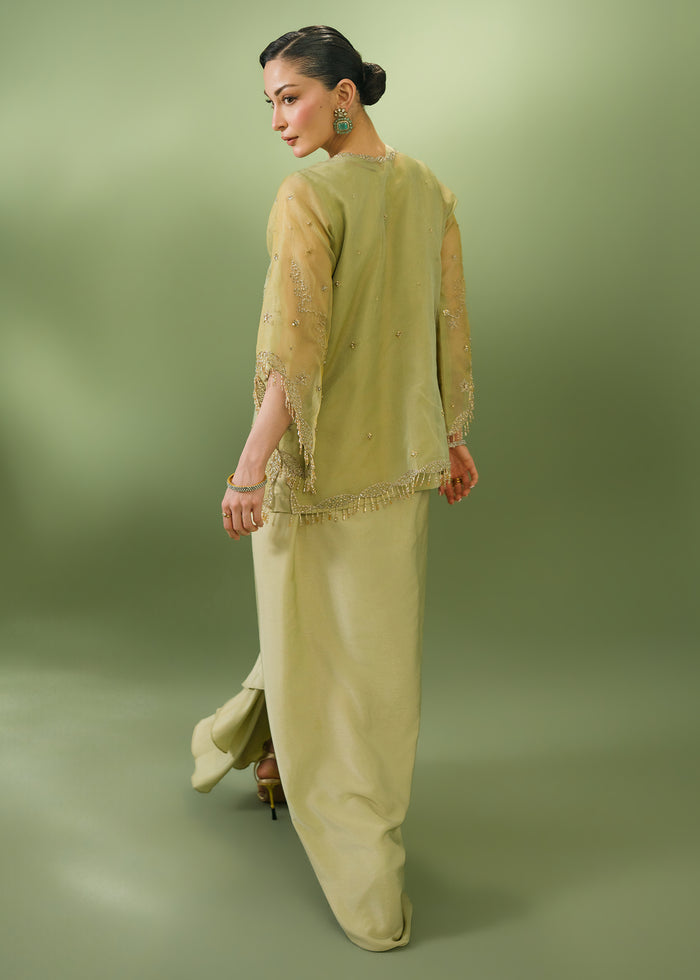 Jeem | Celestial Luxe Formals |CORAL LEAF - Formal Dress - available at Maria Faisal in UK and USA.