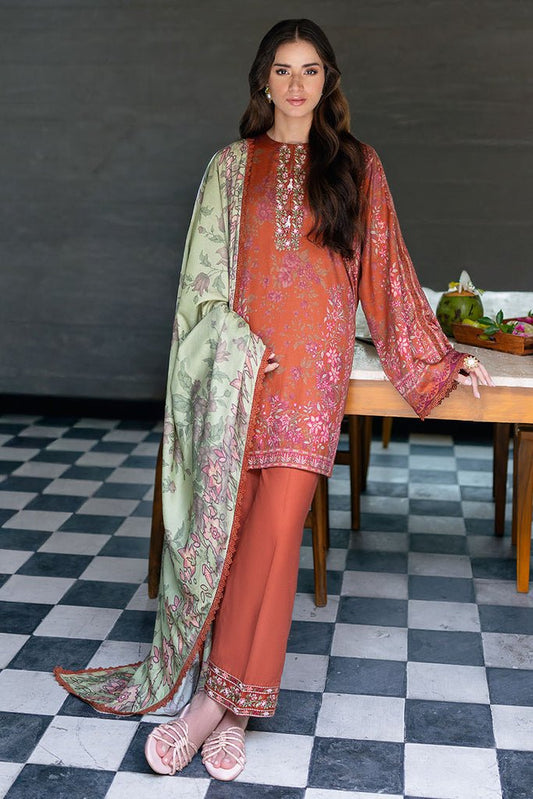 Cross Stitch | Cotton Satin 25 | AUTUMN GLAZE - is Coral dress from Cross Stitch - Ladies Clothes - Maria Faisal