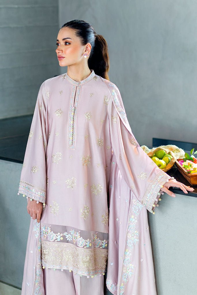 Cross Stitch | Cotton Satin 25 | BLOSSOM TINT - is Soft Lilac dress from Cross Stitch - Ladies Clothes - Maria Faisal