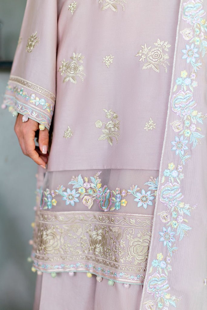 Cross Stitch | Cotton Satin 25 | BLOSSOM TINT - is Soft Lilac dress from Cross Stitch - Ladies Clothes - Maria Faisal