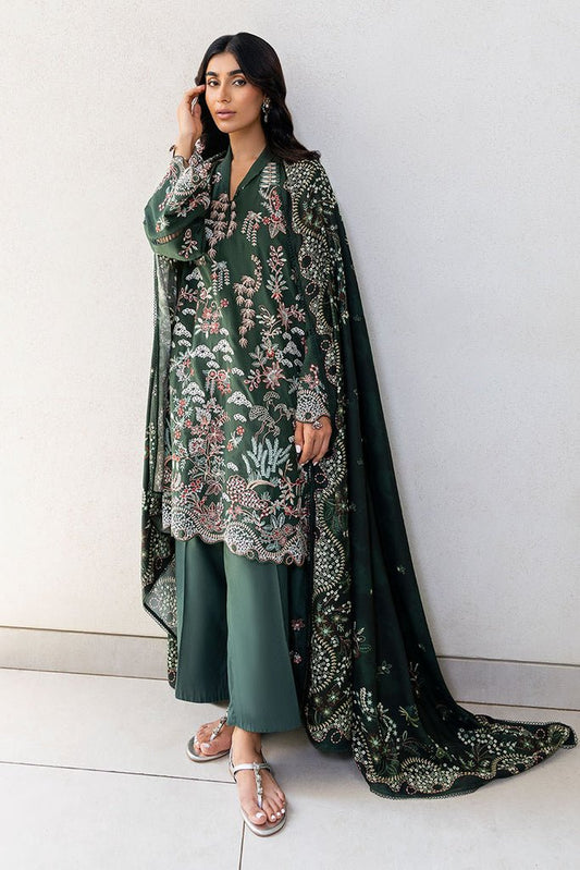 Cross Stitch | Cotton Satin 25 | GREEN ORNATE - is Dark Teal Green dress from Cross Stitch - Ladies Clothes - Maria Faisal