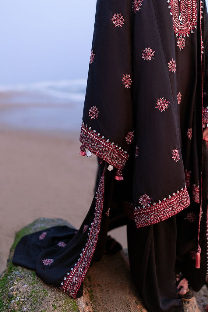 Cross Stitch | Cotton Satin 25 | RAVEN FOLK - is Black dress from Cross Stitch - Ladies Clothes - Maria Faisal
