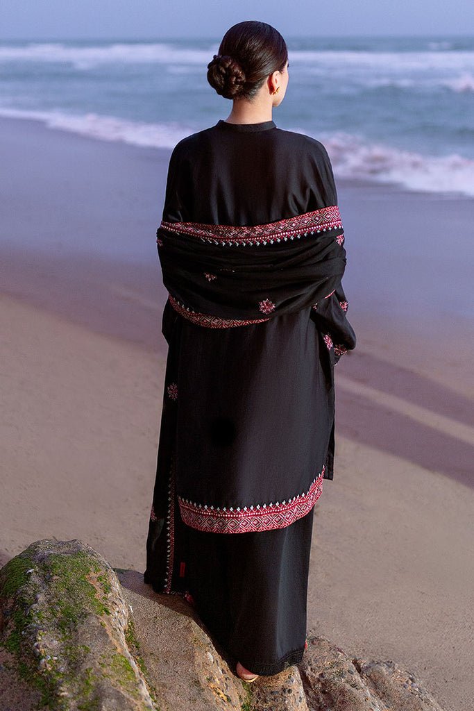 Cross Stitch | Cotton Satin 25 | RAVEN FOLK - is Black dress from Cross Stitch - Ladies Clothes - Maria Faisal