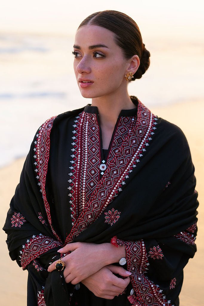 Cross Stitch | Cotton Satin 25 | RAVEN FOLK - is Black dress from Cross Stitch - Ladies Clothes - Maria Faisal
