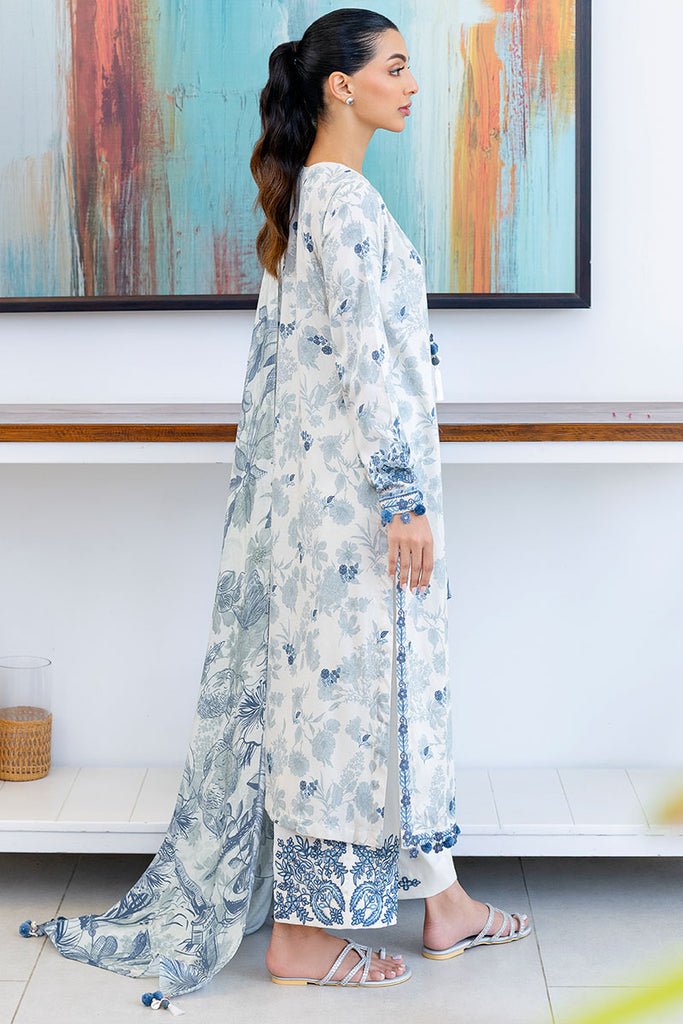 Cross Stitch | Cotton Satin 25 | WHIMSICAL TEAL - is White dress from Cross Stitch - Ladies Clothes - Maria Faisal