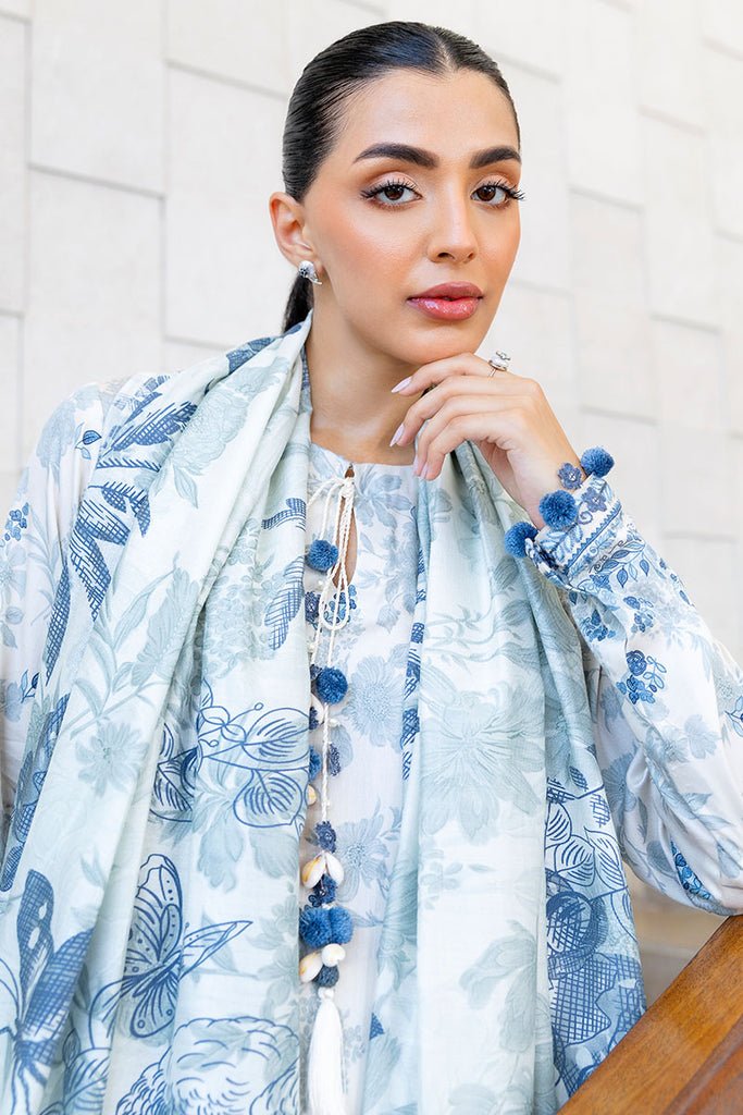 Cross Stitch | Cotton Satin 25 | WHIMSICAL TEAL - is White dress from Cross Stitch - Ladies Clothes - Maria Faisal