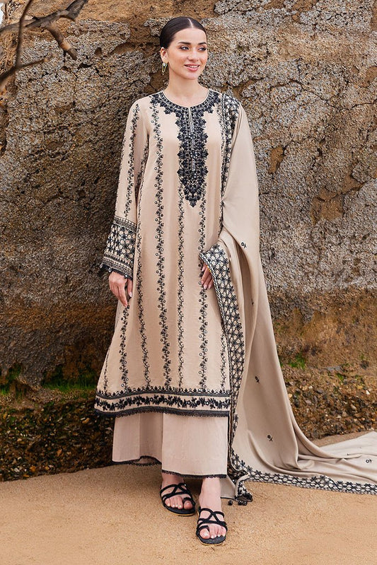 Cross Stitch | Cotton Satin 25 | WOVEN GRACE - is Pale Brown dress from Cross Stitch - Ladies Clothes - Maria Faisal