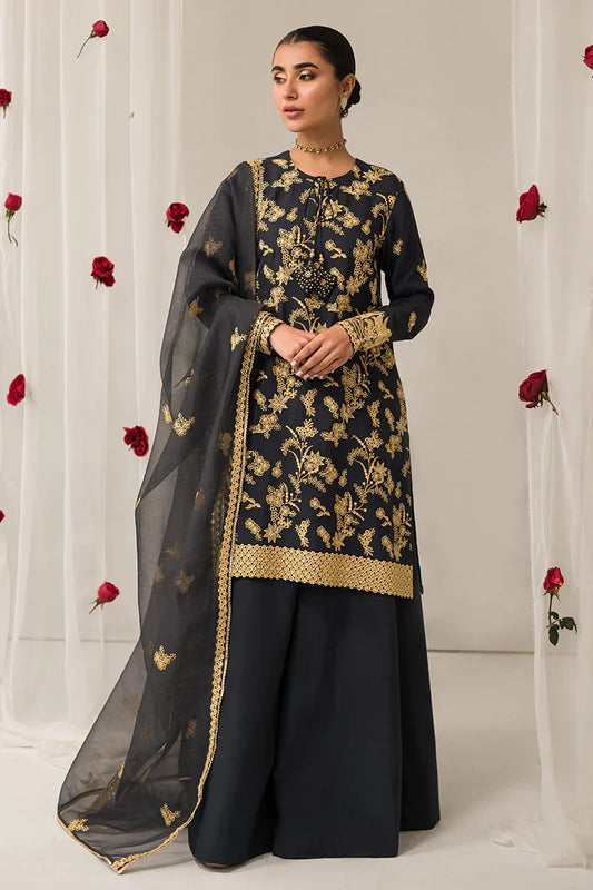 Cross Stitch | Luxe Atelier 24 | Charcoal Tint - Ladies Clothes - Maria Faisal