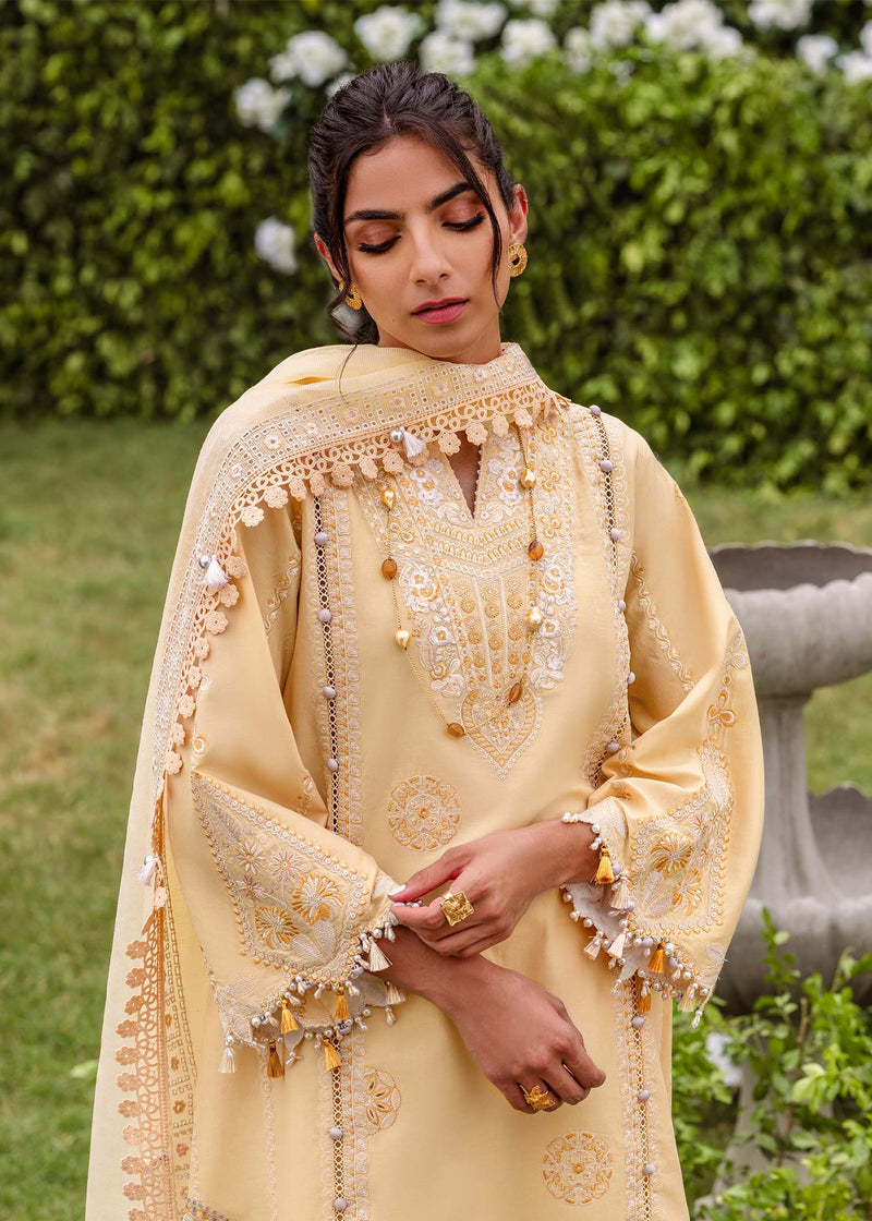 Sadaf Fawad Khan | Lawn 24 | Zaphira (A) - Designer Dress with Intricate embroidery and embellishments. Shop elegent wedding dress at Maria Faisal.