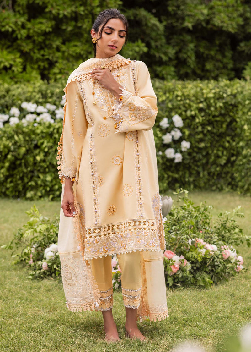Sadaf Fawad Khan | Lawn 24 | Zaphira (A) - Designer Dress with Intricate embroidery and embellishments. Shop elegent wedding dress at Maria Faisal.