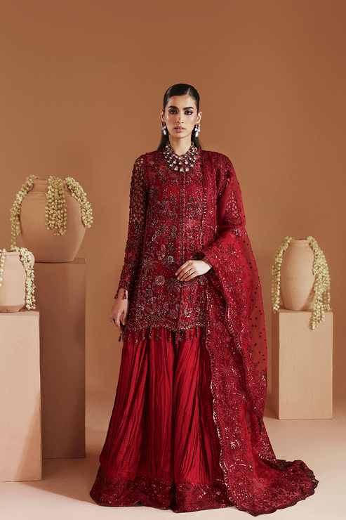 Emaan Adeel | Celestique Formals 25 | SCARLET - Formal Wear - available at Maria Faisal in UK and USA