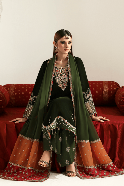 Emaan Adeel | Zarposh Velvet 25 | AARISH - Formal Wear - available at Maria Faisal in UK and USA