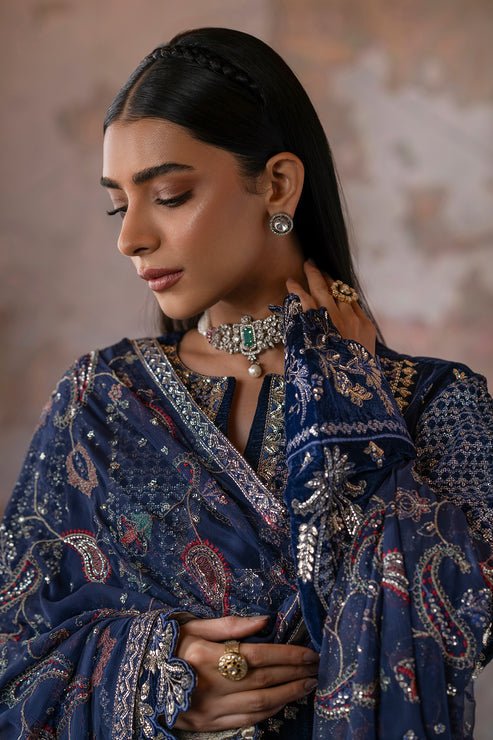 Emaan Adeel | Zarposh Velvet 25 | Roshni - Formal Wear - available at Maria Faisal in UK and USA