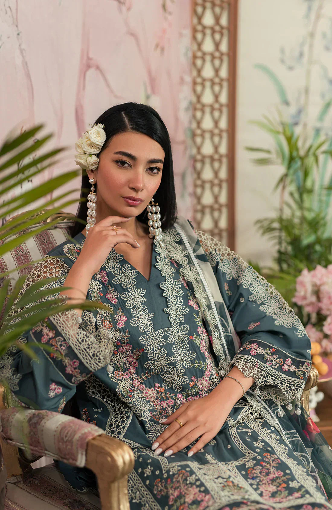 Emaan Adeel | Ayra Luxury Lawn 24 | AR-09 - Ladies Clothes - Maria Faisal
