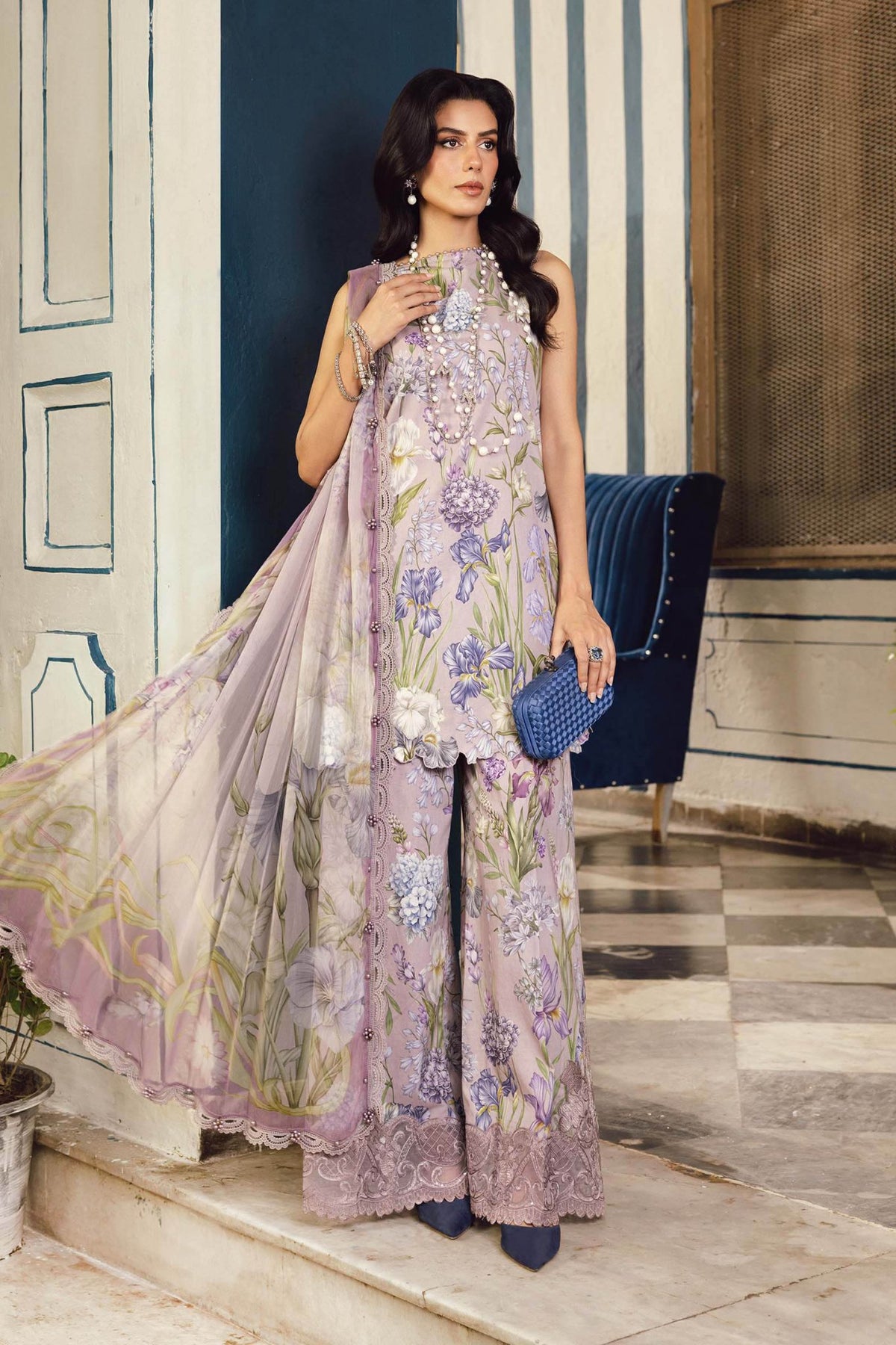 Maria B | M Prints Winter 25 | MPT-2708-A - Casual Dress - available at Maria Faisal in UK and USA.