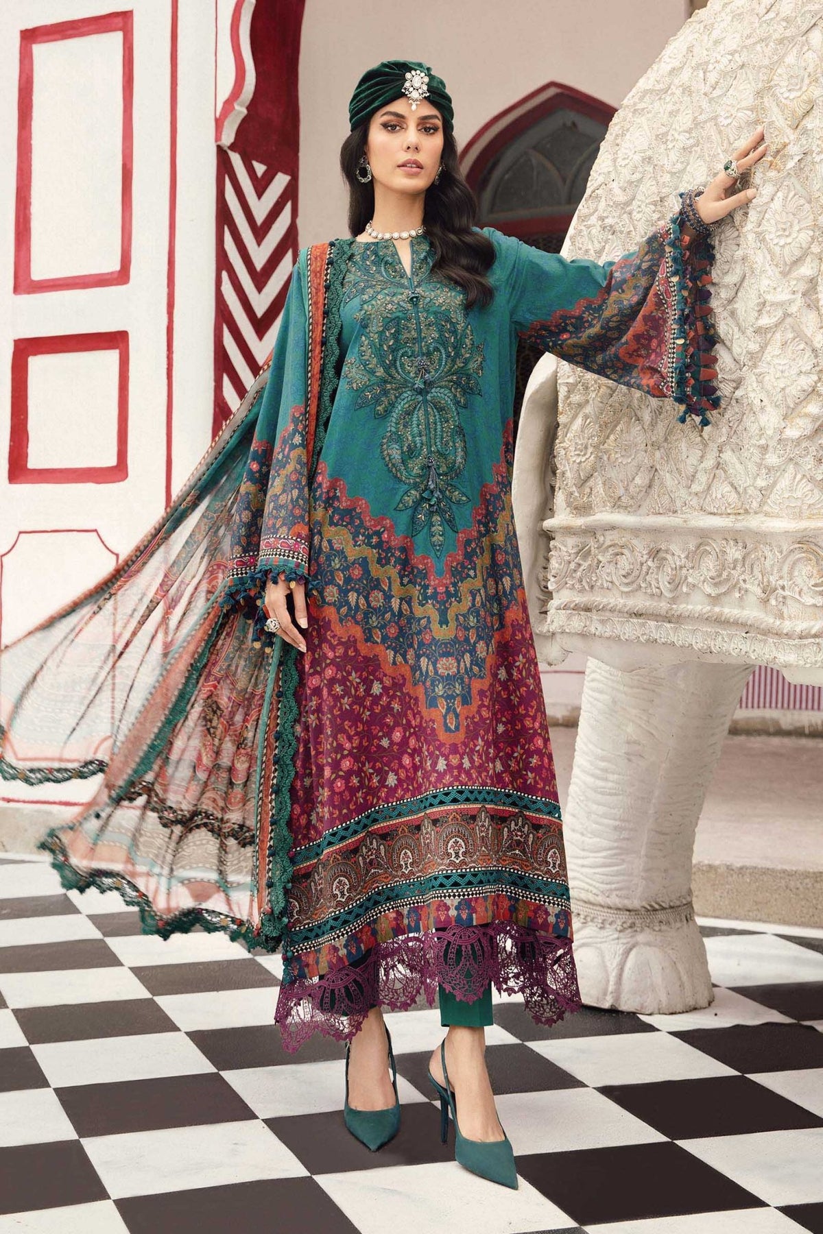 Maria B | M Prints Winter 25 | MPT-2710-B - Casual Dress - available at Maria Faisal in UK and USA.