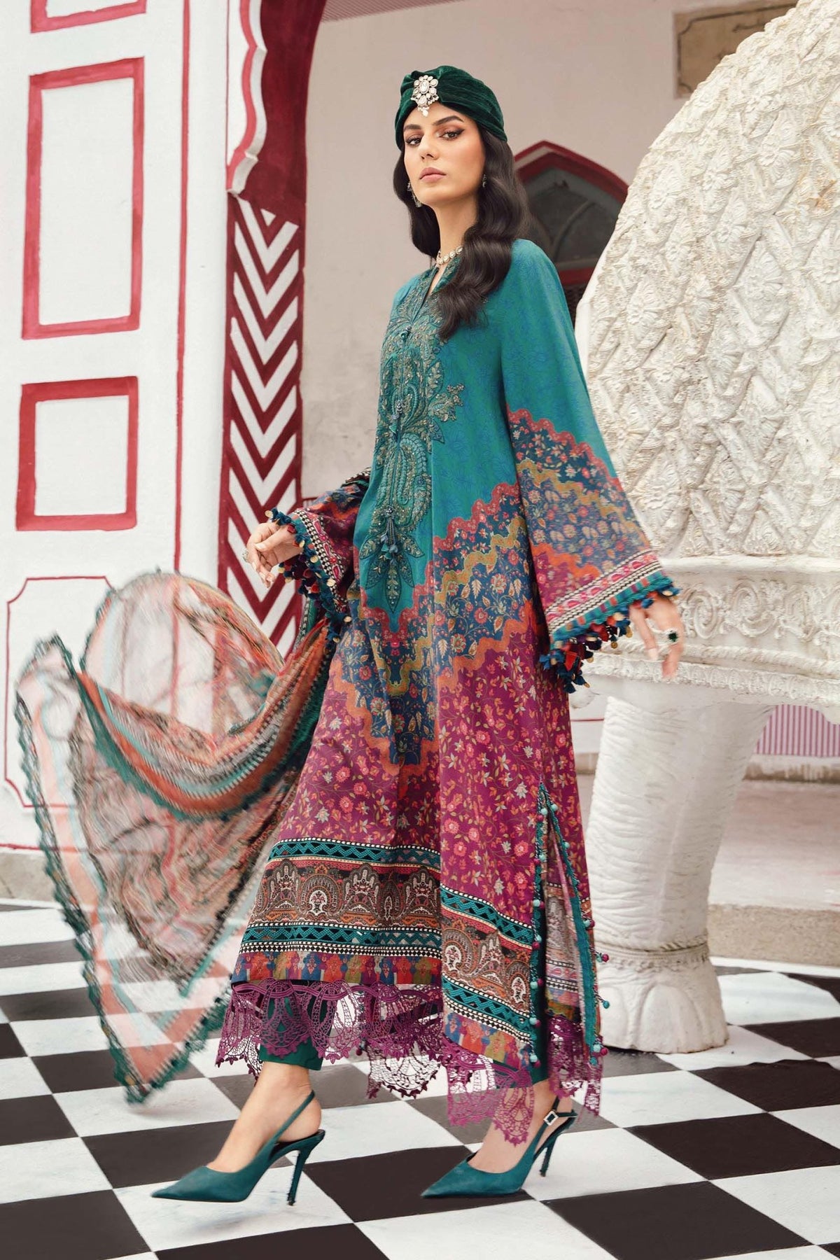 Maria B | M Prints Winter 25 | MPT-2710-B - Casual Dress - available at Maria Faisal in UK and USA.