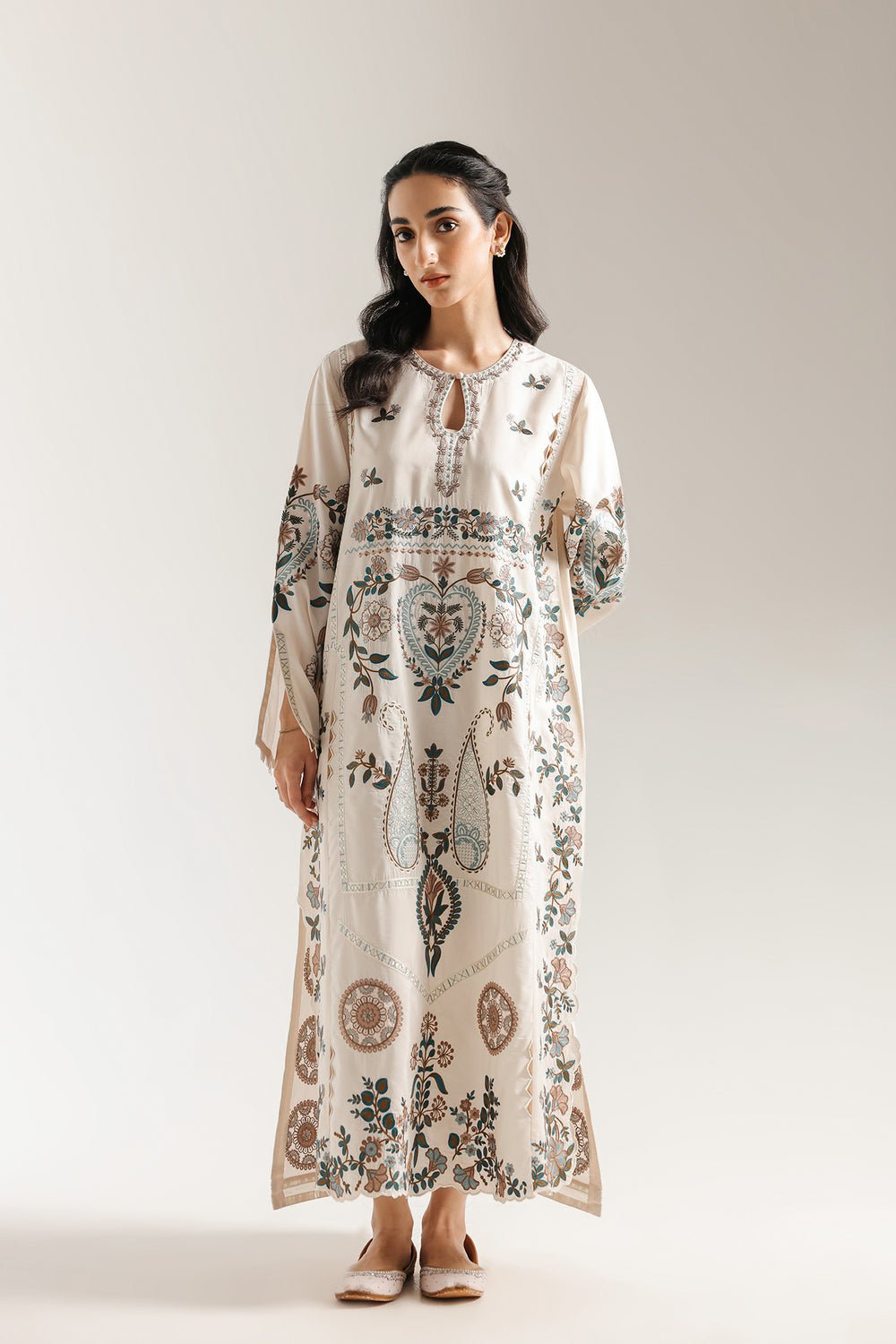 Ethnic | Rozana Collection 25 | Embroidered Dress 02A - is Off White dress from Ethnic - Ladies Clothes - Maria Faisal