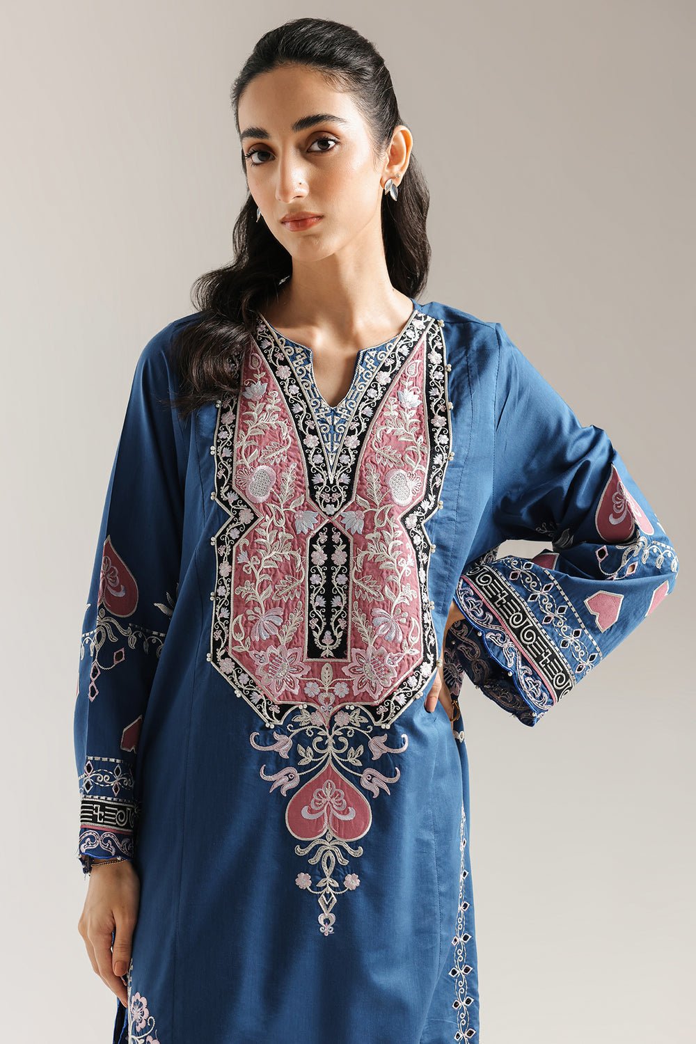 Ethnic | Rozana Collection 25 | Embroidered Dress 03A - is Royal Blue dress from Ethnic - Ladies Clothes - Maria Faisal