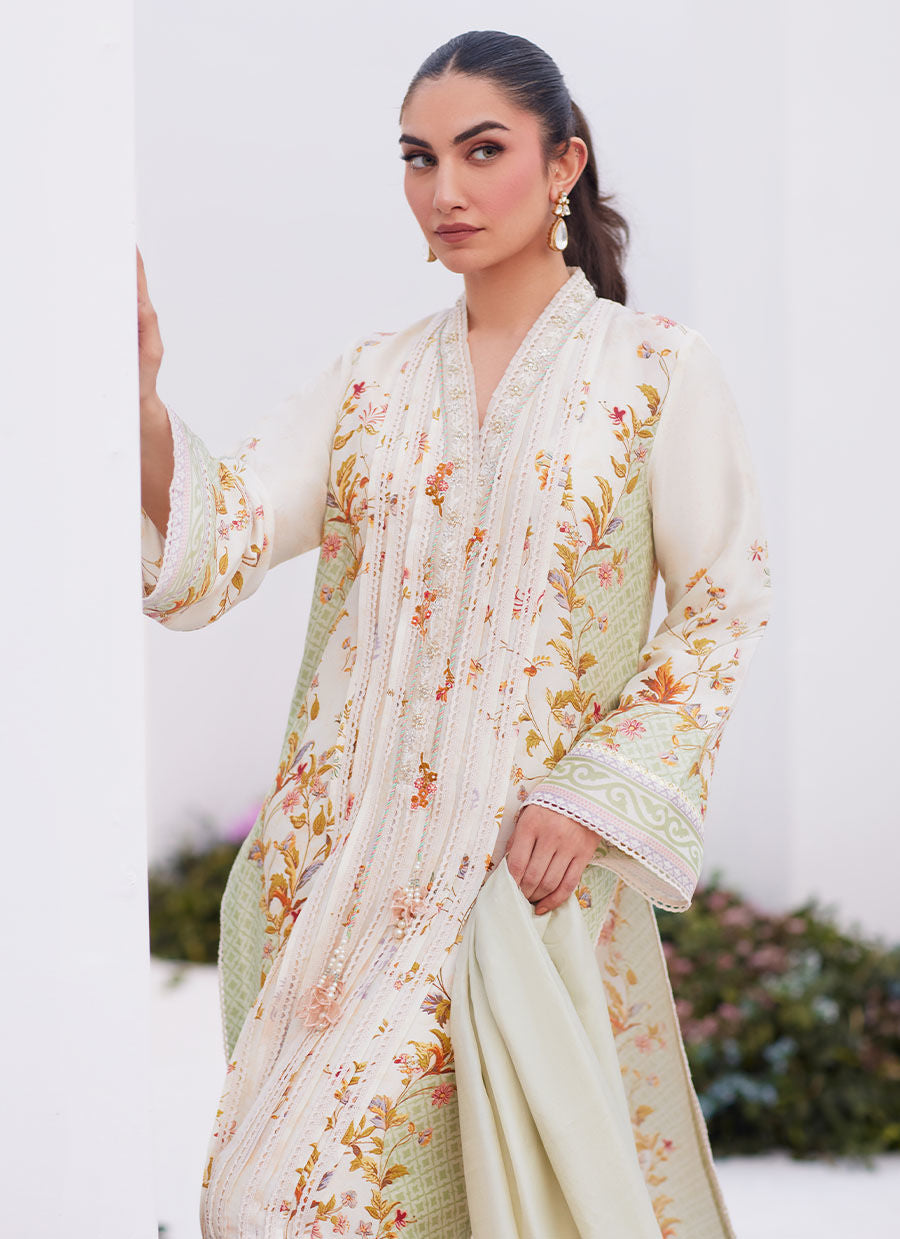 Farah Talib Aziz | Zaza Prints 24 | SAGE TRELLIS SHIRT AND DUPATTA - Ladies Clothes - Maria Faisal