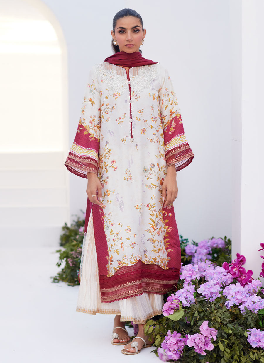 Farah Talib Aziz | Zaza Prints 24 | SANGRIA TRELLIS SHIRT AND DUPATTA - Ladies Clothes - Maria Faisal