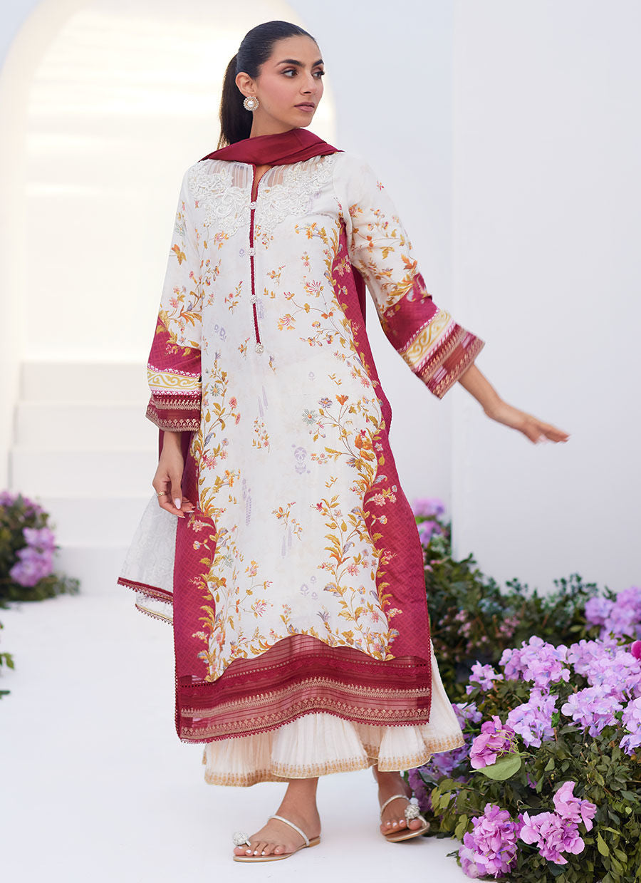 Farah Talib Aziz | Zaza Prints 24 | SANGRIA TRELLIS SHIRT AND DUPATTA - Ladies Clothes - Maria Faisal