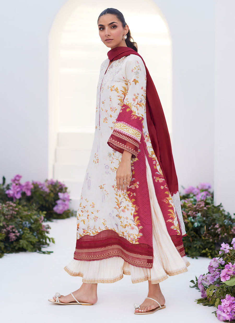 Farah Talib Aziz | Zaza Prints 24 | SANGRIA TRELLIS SHIRT AND DUPATTA - Ladies Clothes - Maria Faisal