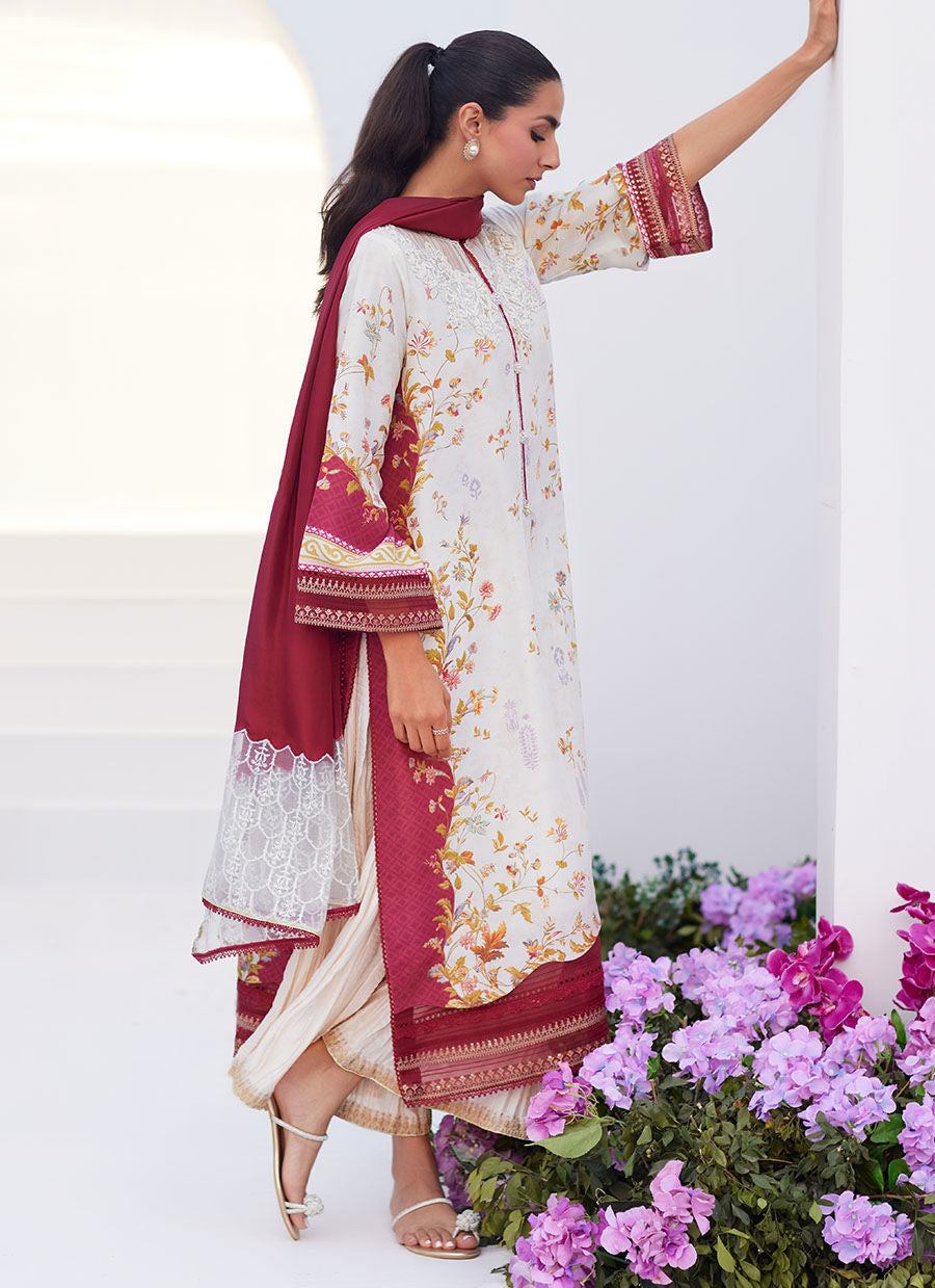 Farah Talib Aziz | Zaza Prints 24 | SANGRIA TRELLIS SHIRT AND DUPATTA - Ladies Clothes - Maria Faisal