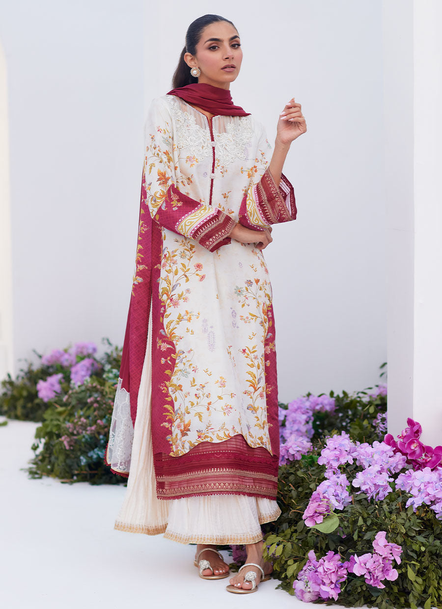 Farah Talib Aziz | Zaza Prints 24 | SANGRIA TRELLIS SHIRT AND DUPATTA - Ladies Clothes - Maria Faisal