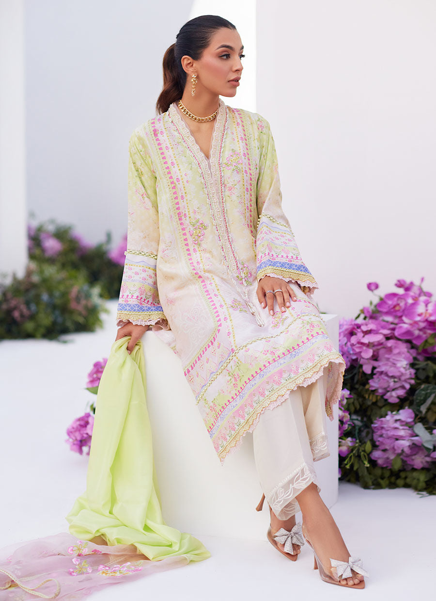 Farah Talib Aziz | Zaza Prints 24 | PEAR OMBRE SHIRT AND DUPATTA - Ladies Clothes - Maria Faisal
