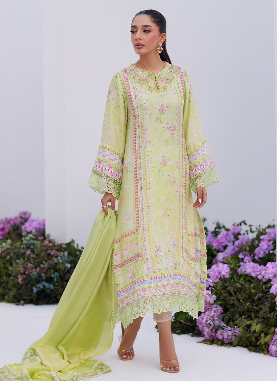 Farah Talib Aziz | Zaza Prints 24 | KELLY LIME SHIRT AND DUPATTA - Ladies Clothes - Maria Faisal