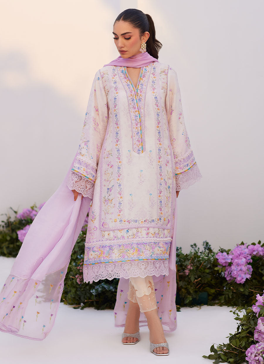 Farah Talib Aziz | Zaza Prints 24 | HEATHER LAVENDER SHIRT AND DUPATTA - Ladies Clothes - Maria Faisal