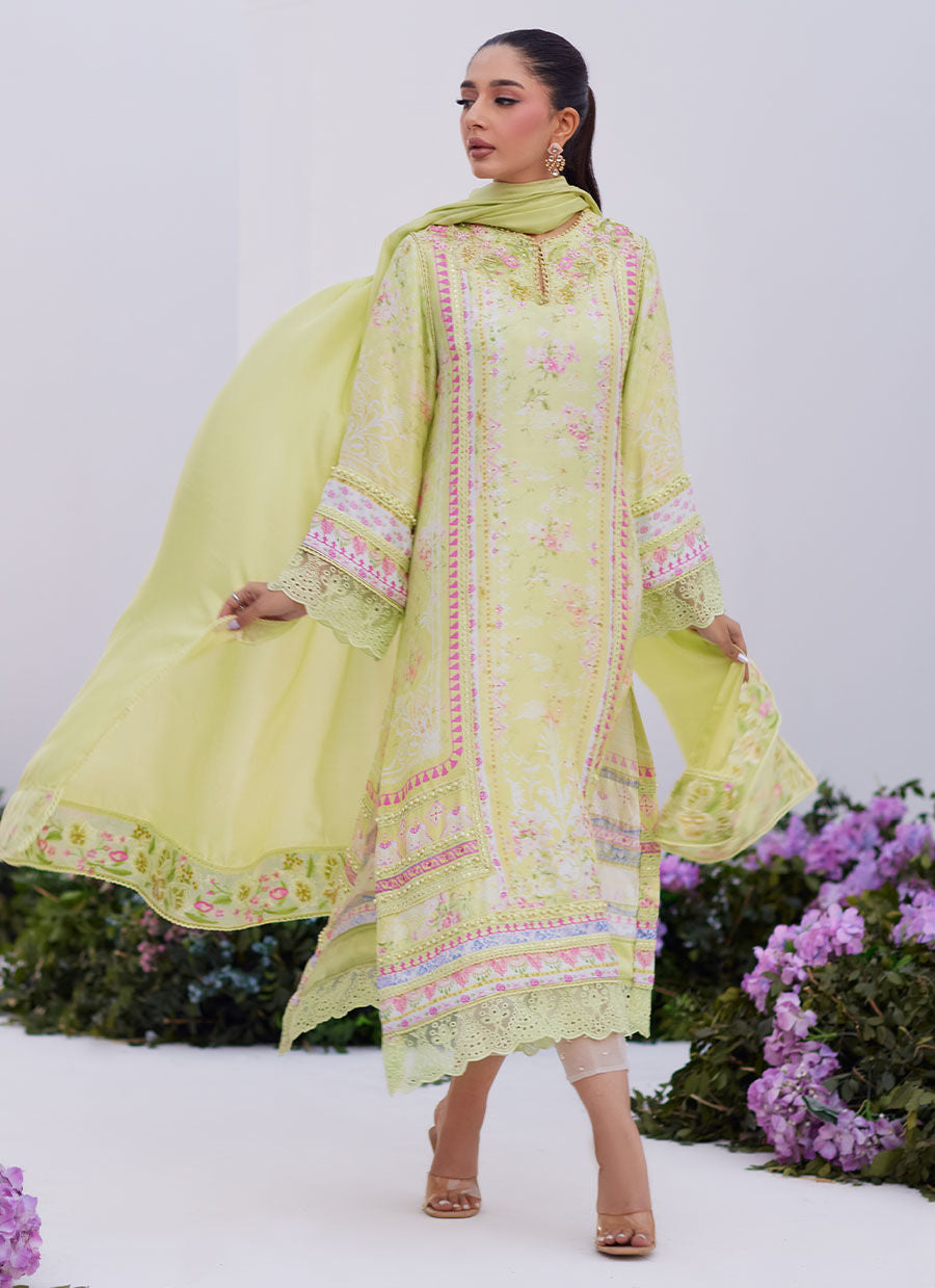 Farah Talib Aziz | Zaza Prints 24 | KELLY LIME SHIRT AND DUPATTA - Ladies Clothes - Maria Faisal
