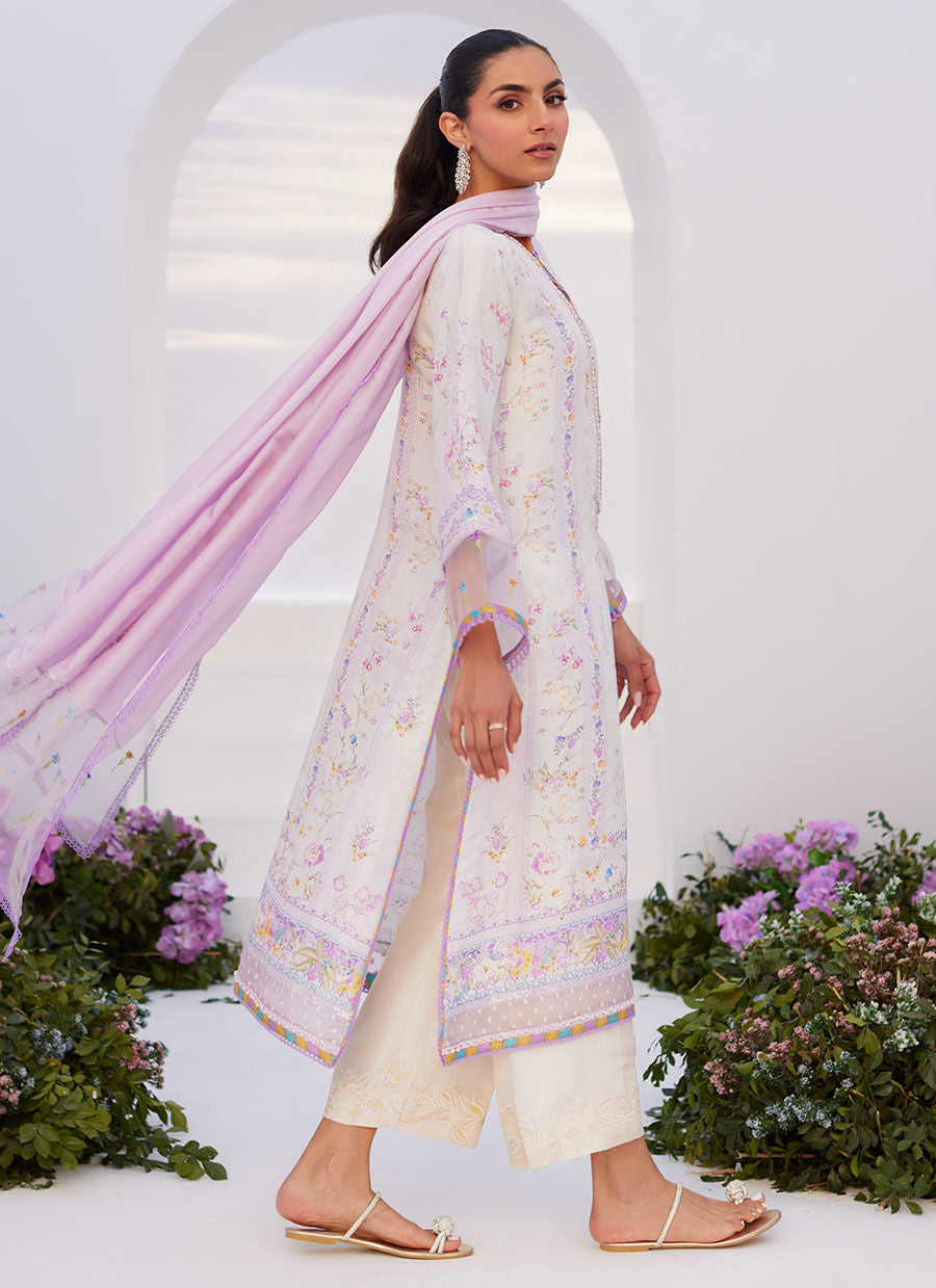 Farah Talib Aziz | Zaza Prints 24 | THISTLE LILAC SHIRT AND DUPATTA - Ladies Clothes - Maria Faisal