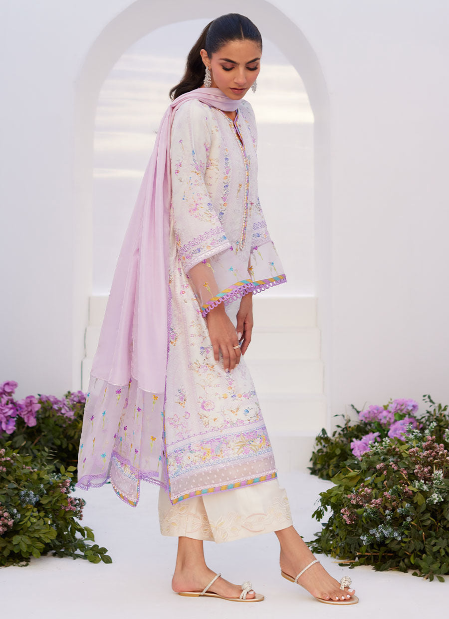 Farah Talib Aziz | Zaza Prints 24 | THISTLE LILAC SHIRT AND DUPATTA - Ladies Clothes - Maria Faisal