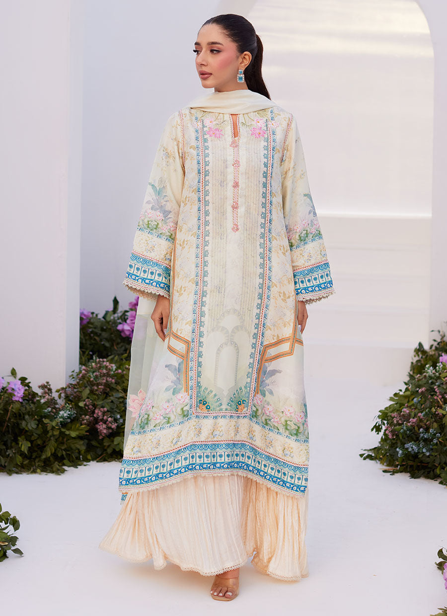 Farah Talib Aziz | Zaza Prints 24 | TURKISH AQUA SHIRT AND DUPATTA - Ladies Clothes - Maria Faisal