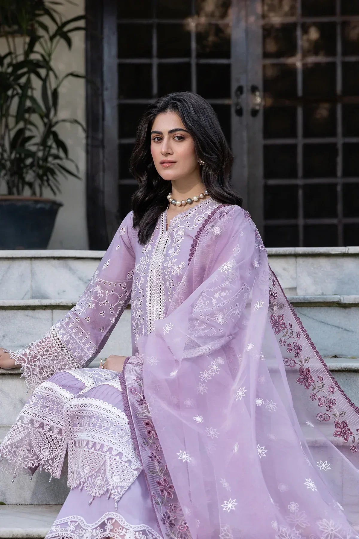 Farasha | Bahaar Embroidered Lawn | Lilac Florine - Ladies Clothes - Maria Faisal