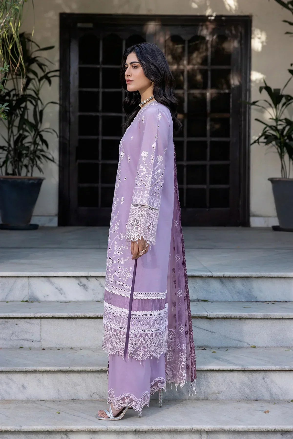 Farasha | Bahaar Embroidered Lawn | Lilac Florine - Ladies Clothes - Maria Faisal