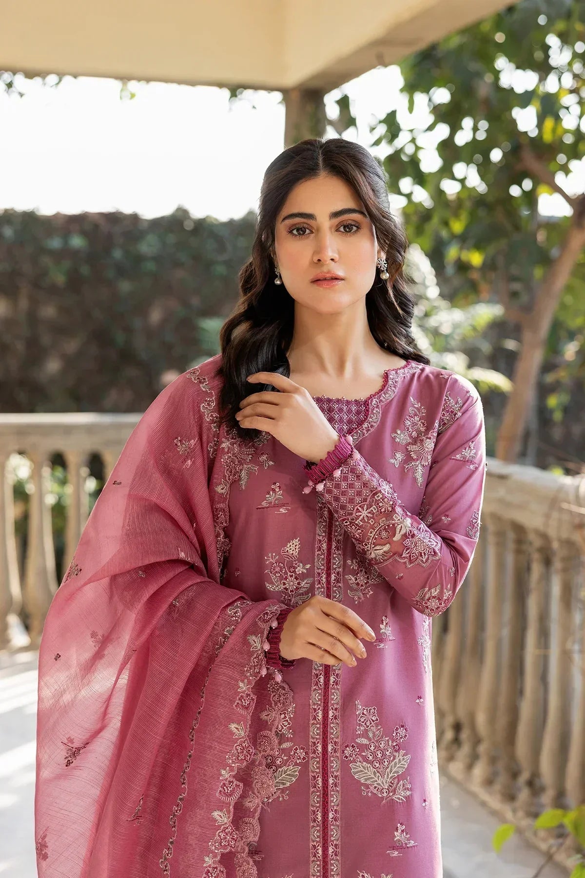 Farasha | Bahaar Embroidered Lawn | Rose Garland - Ladies Clothes - Maria Faisal