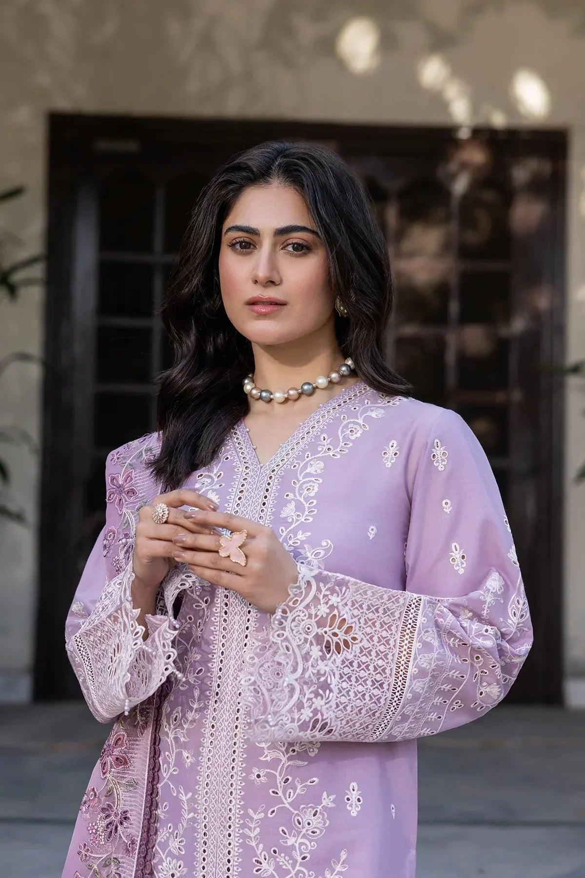 Farasha | Bahaar Embroidered Lawn | Lilac Florine - Ladies Clothes - Maria Faisal