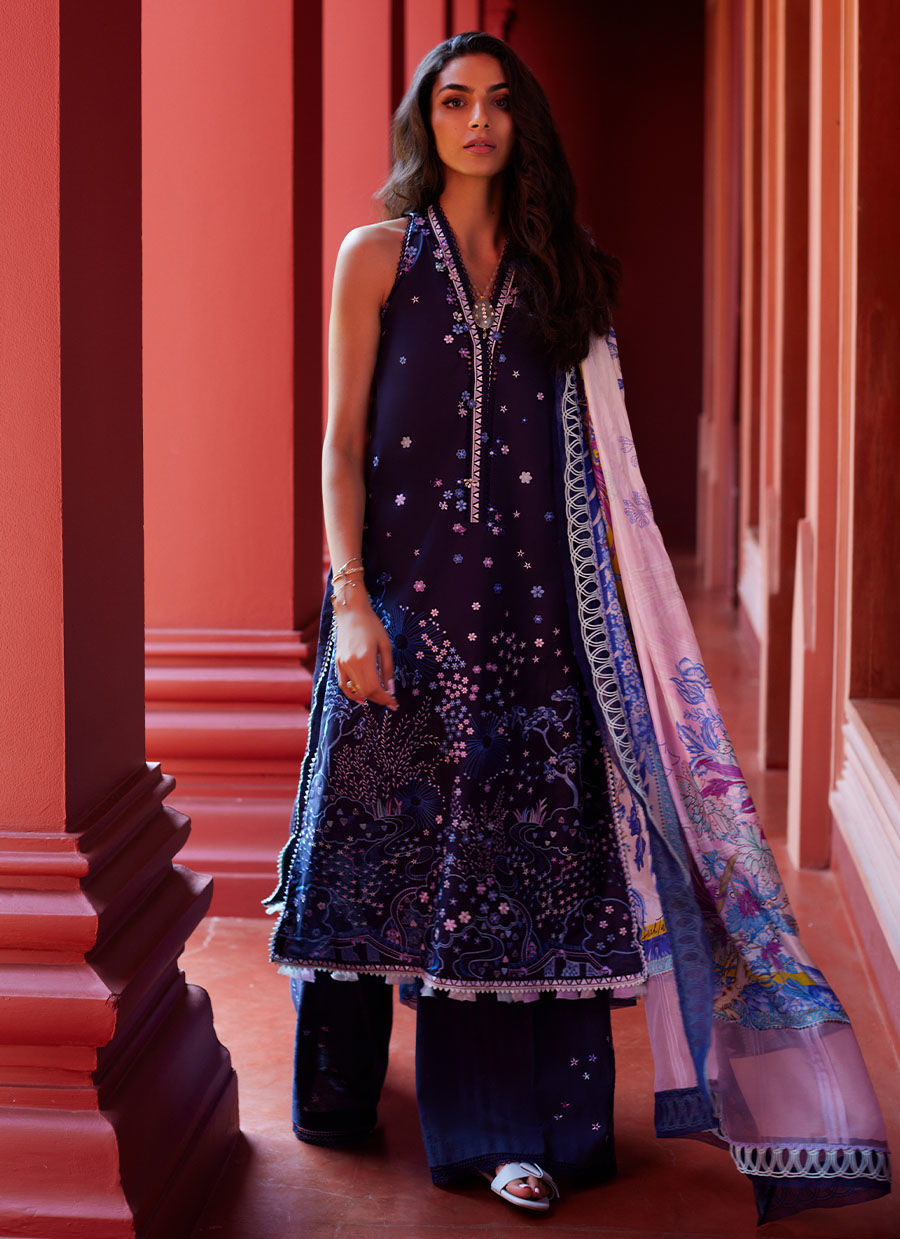 Farah Talib Aziz | Suay Lawn 24 | IZEA BLUE - Ladies Clothes - Maria Faisal