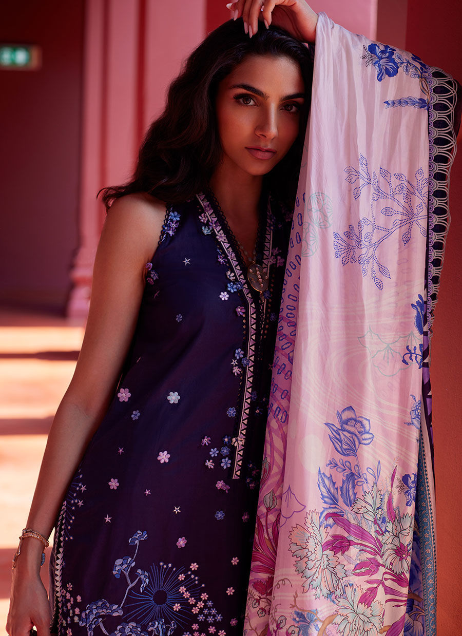 Farah Talib Aziz | Suay Lawn 24 | IZEA BLUE - Ladies Clothes - Maria Faisal