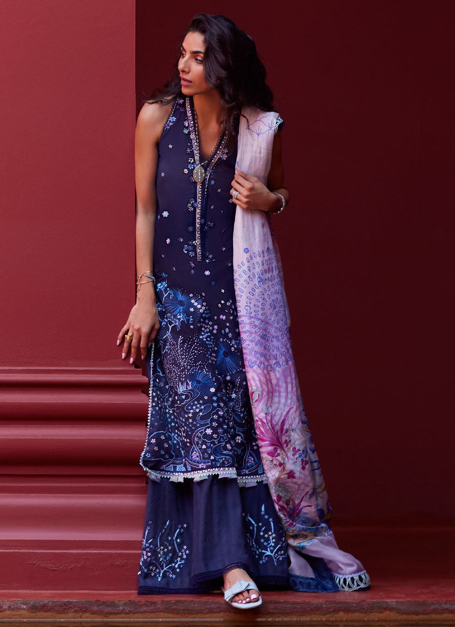 Farah Talib Aziz | Suay Lawn 24 | IZEA BLUE - Ladies Clothes - Maria Faisal